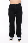 ''PLUSSIZE'' WIDE LEG JEANS 871-3 - BLACK