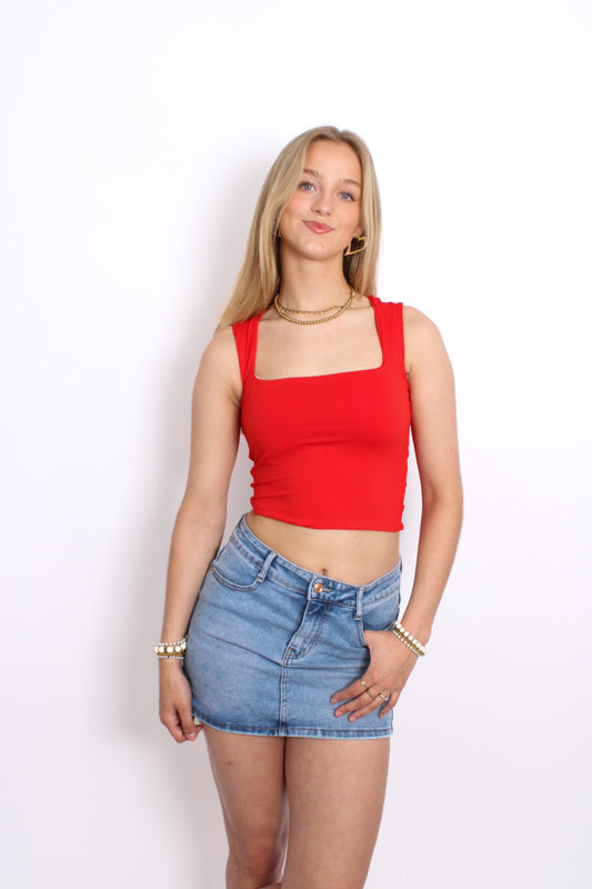CROPPED SQUARE TOP 1785 - RED