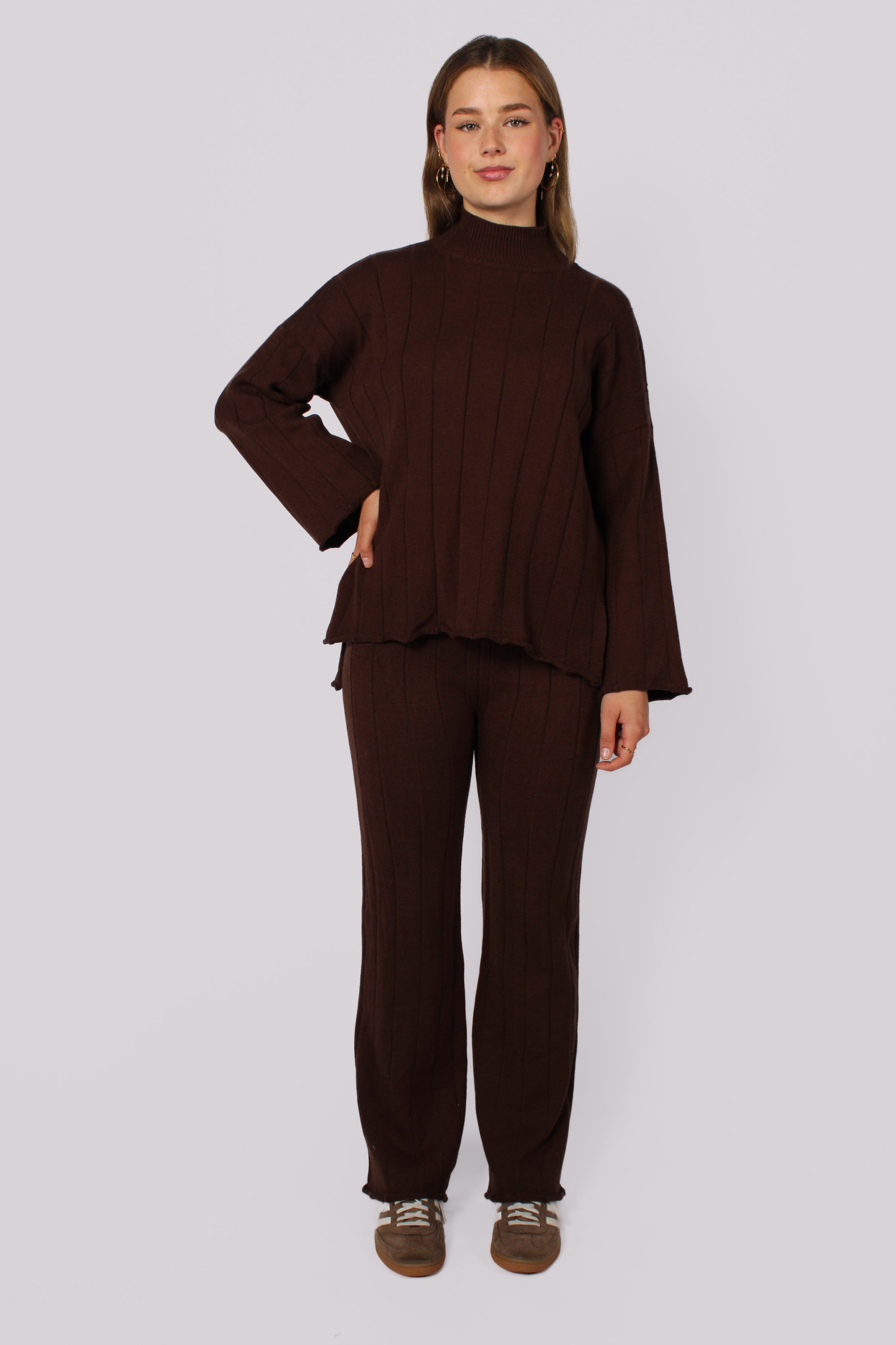 COZY RIB SET - DARK BROWN