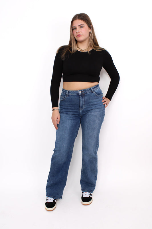 ''PLUSSIZE'' WIDE LEG JEANS 871-8 - MID DENIM