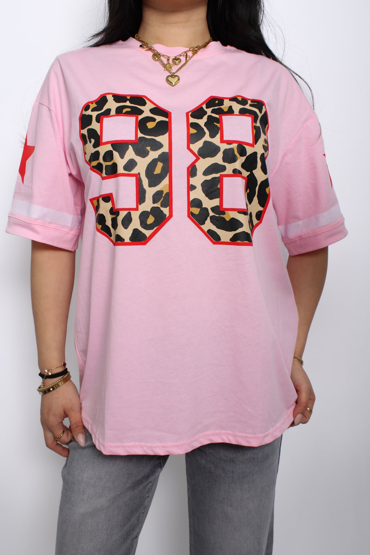 JERSEY LEOPARD TEE - LIGHT PINK