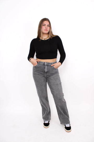 ''PLUSSIZE'' WIDE LEG JEANS 871-16 - GREY