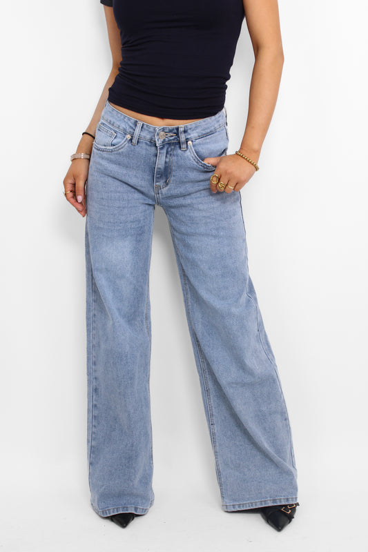 WIDE LEG MID WAIST JEANS 829-1 - DENIM