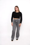 ''PLUSSIZE'' WIDE LEG JEANS 871-16 - GREY