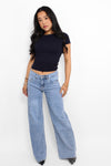 WIDE LEG MID WAIST JEANS 829-1 - DENIM