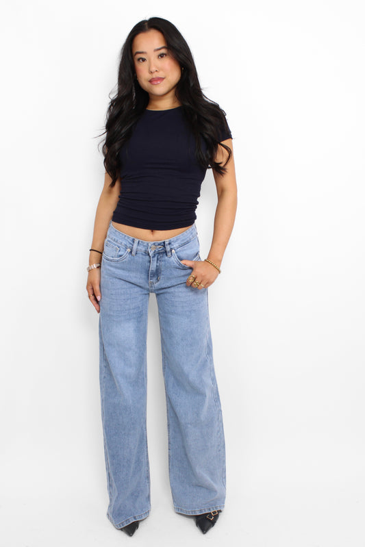 WIDE LEG MID WAIST JEANS 829-1 - DENIM