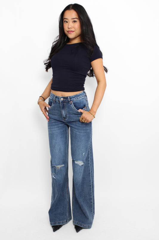 WIDE LEG JEANS 742 - MID DENIM