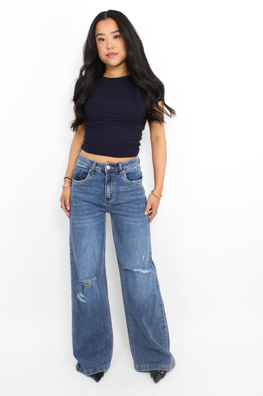 WIDE LEG JEANS 742 - MID DENIM