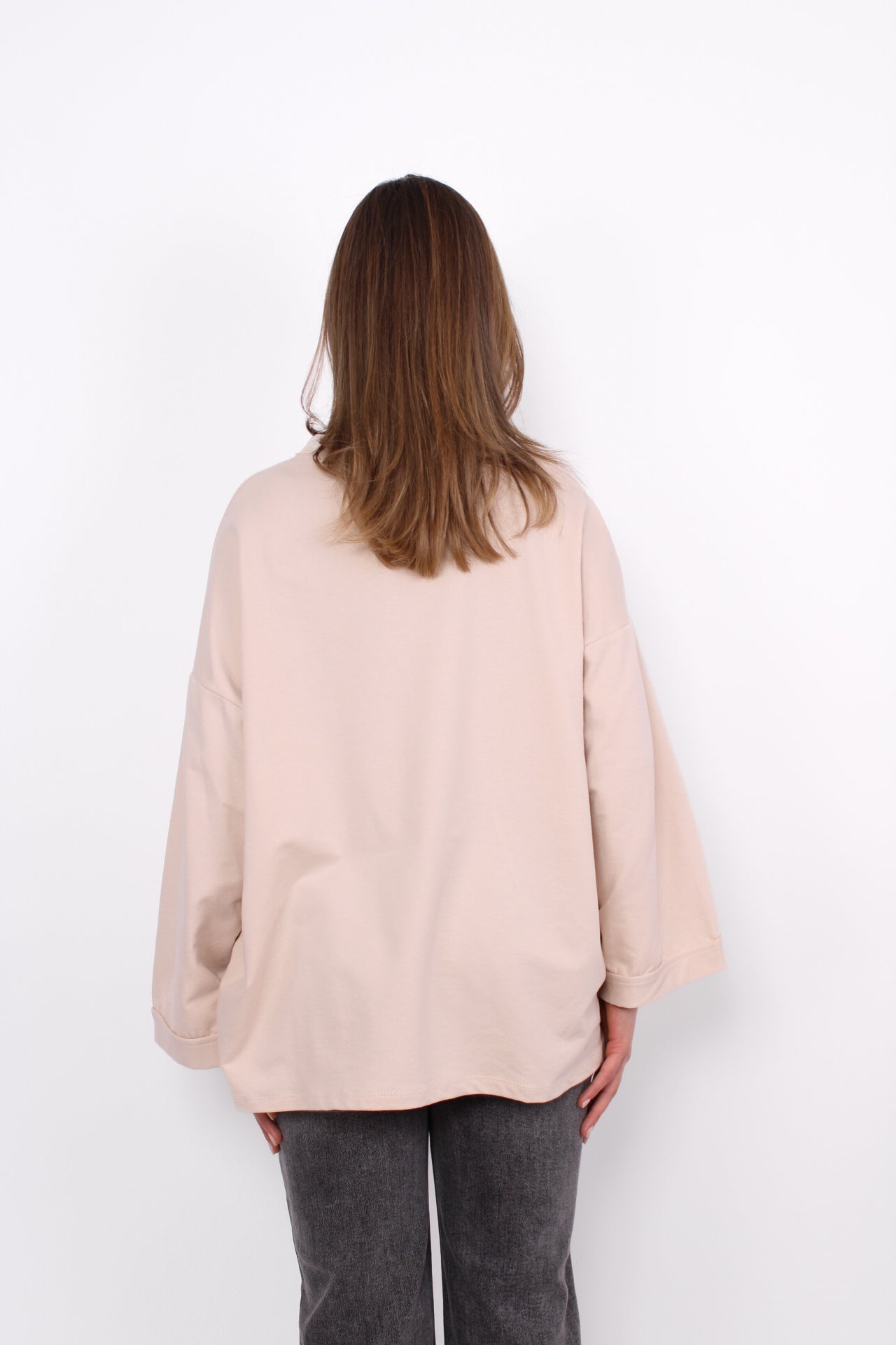 OVERSIZED BASIC LONG SLEEVE - BEIGE