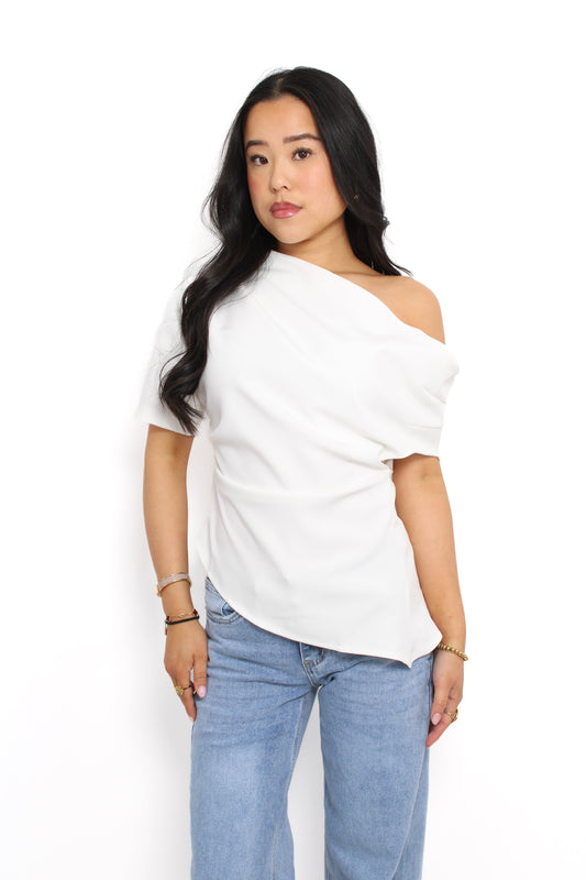 ELEGANT DRAPE TOP - WHITE