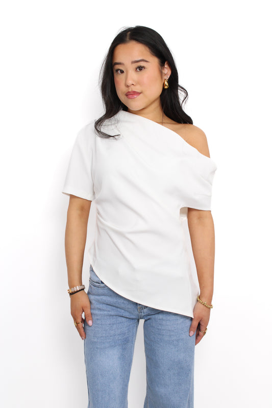 ELEGANT DRAPE TOP - WHITE