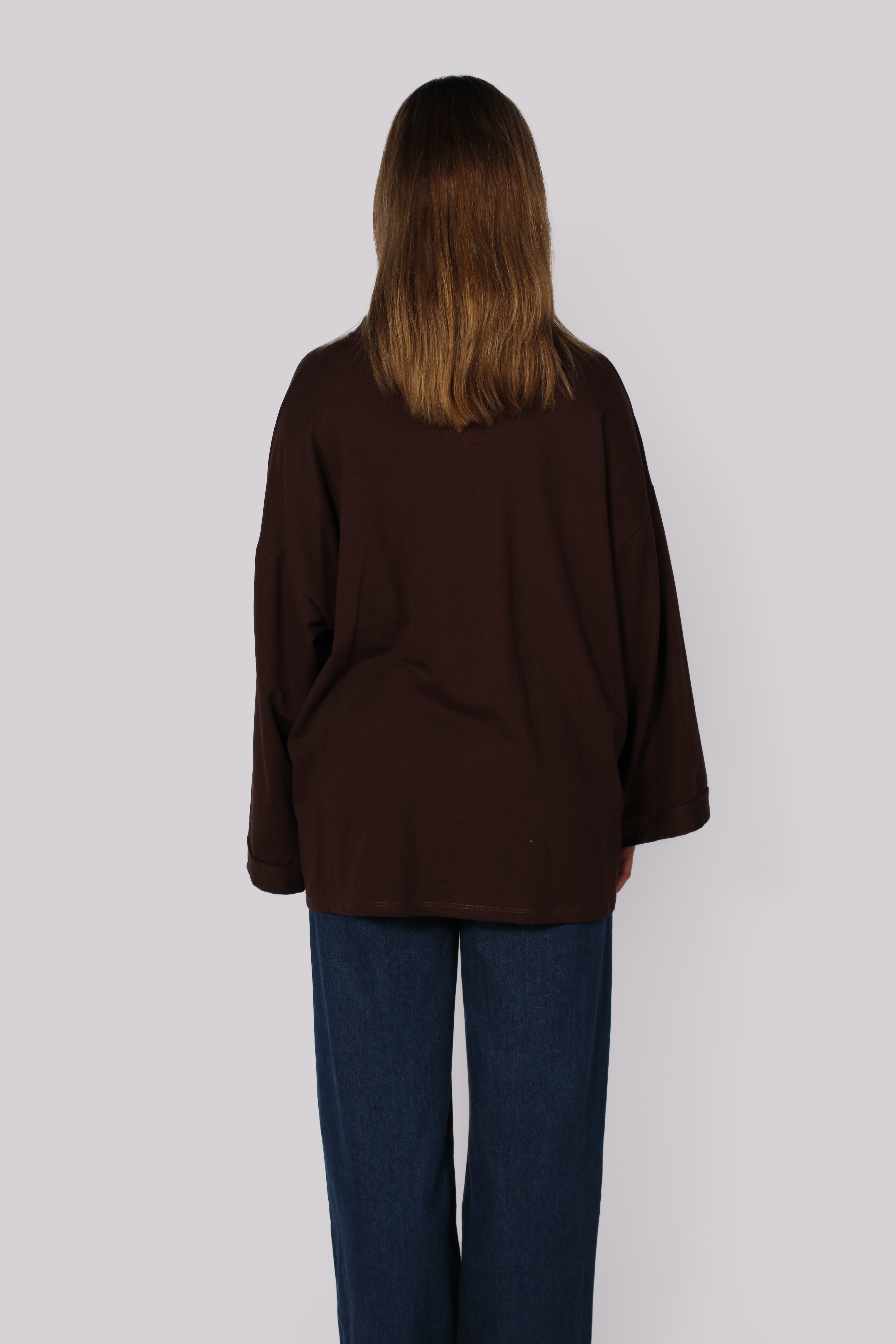 OVERSIZED BASIC LONG SLEEVE - DARK BROWN