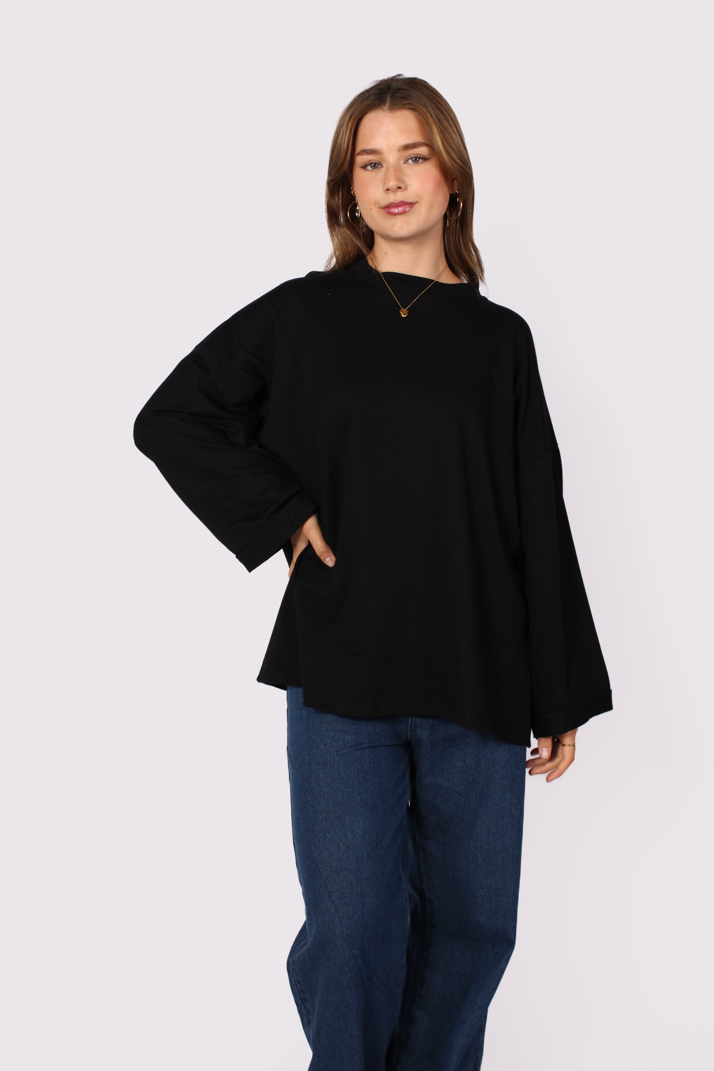 OVERSIZED BASIC LONG SLEEVE - BLACK