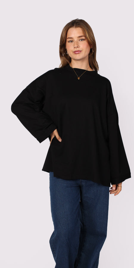 OVERSIZED BASIC LONG SLEEVE - BLACK