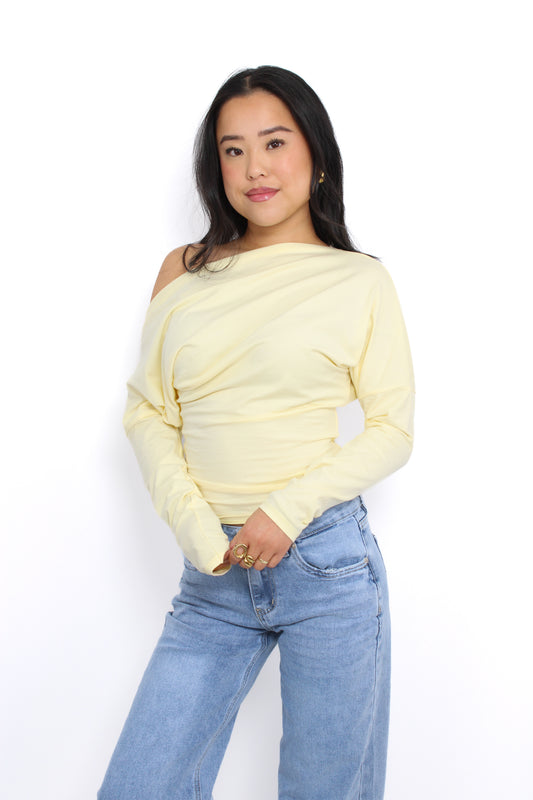 OFF SHOULDER LONG SLEEVE - BUTTER YELLOW