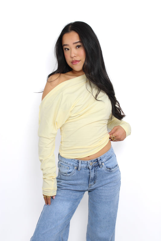 OFF SHOULDER LONG SLEEVE - BUTTER YELLOW