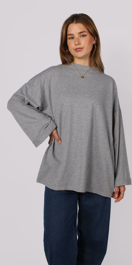 OVERSIZED BASIC LONG SLEEVE - GREY MARL