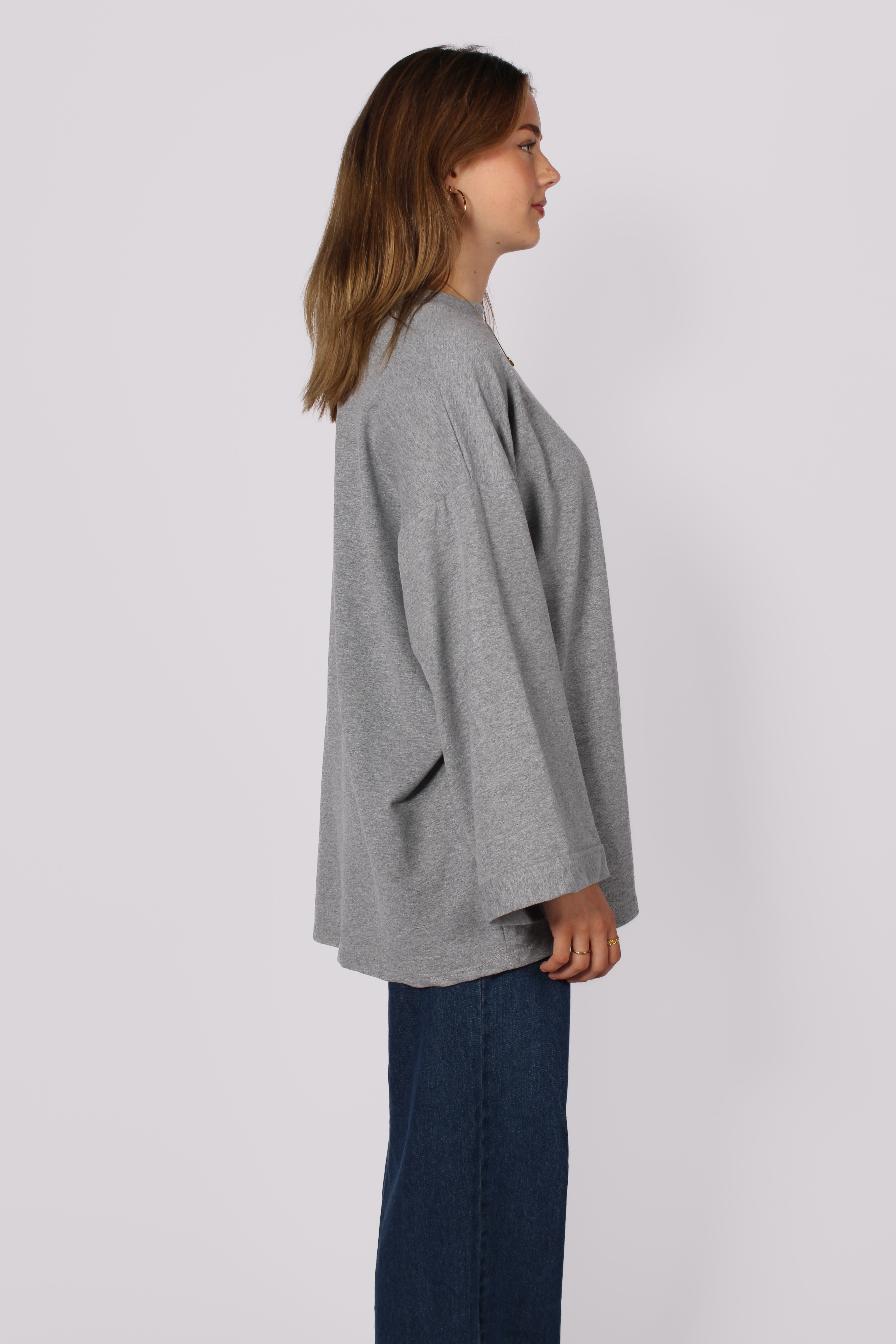 OVERSIZED BASIC LONG SLEEVE - GREY MARL