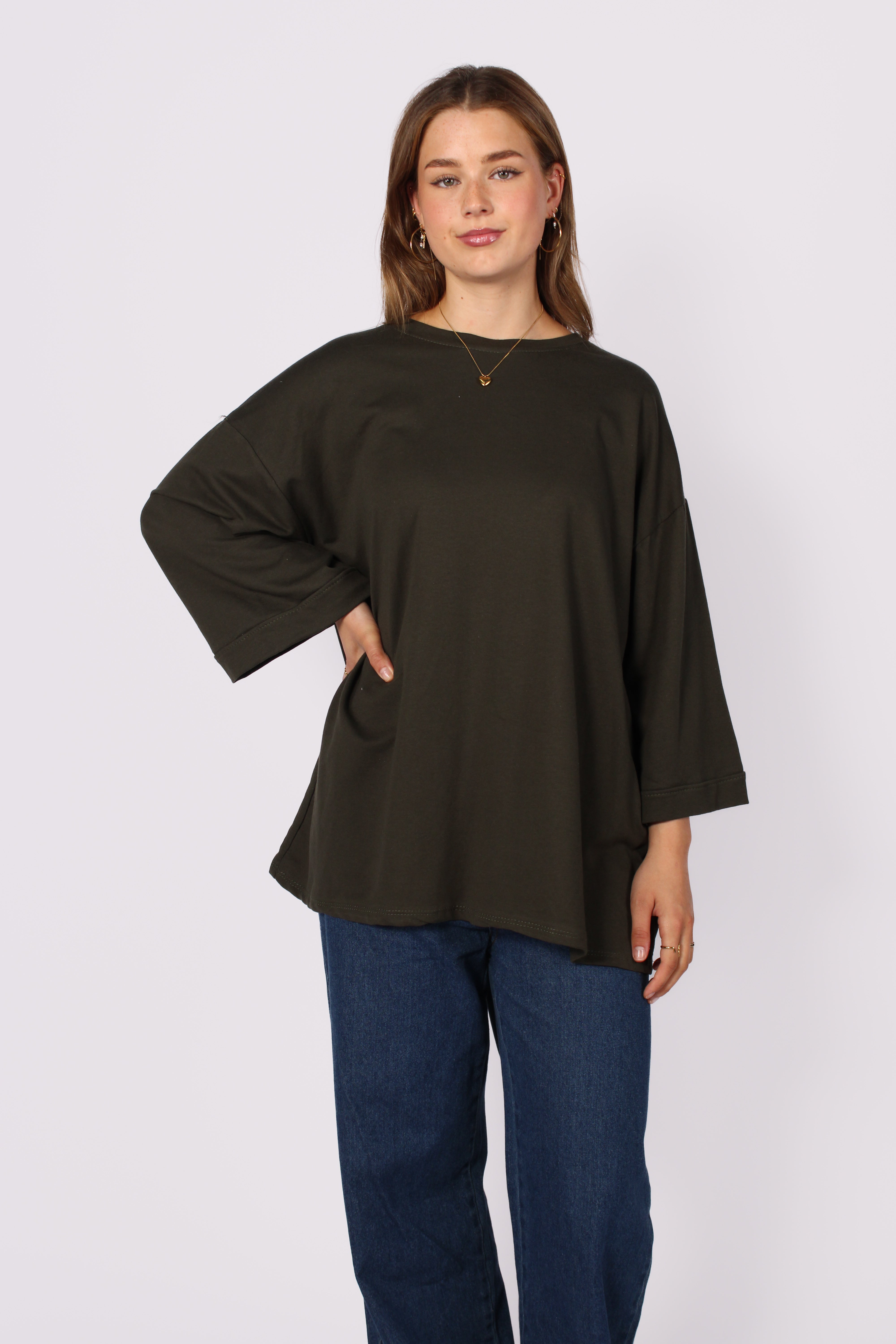 OVERSIZED BASIC LONG SLEEVE - ARMY GREEN