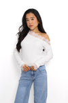 ONE SHOULDER LACE TOP - WHITE
