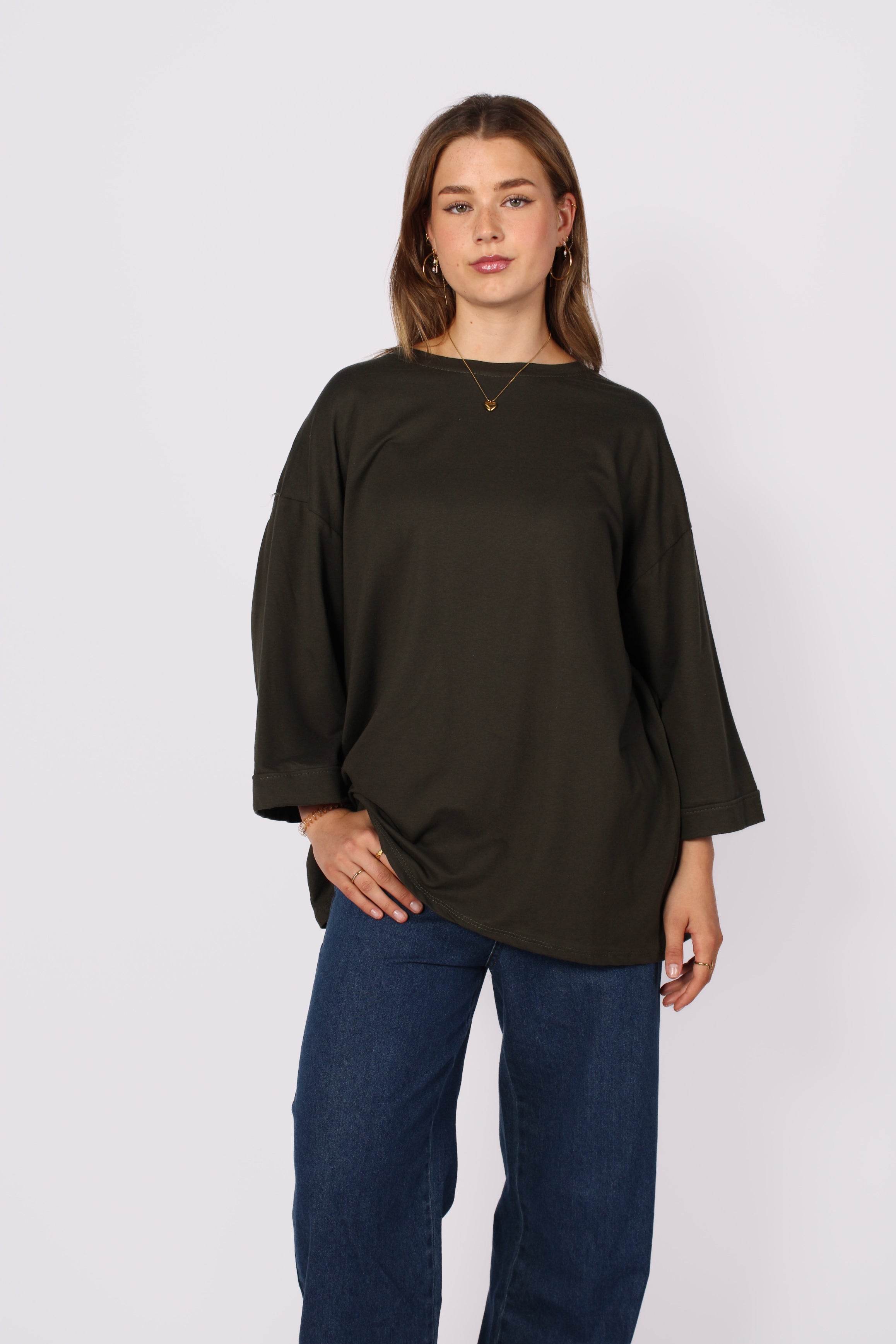 OVERSIZED BASIC LONG SLEEVE - ARMY GREEN