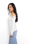 ONE SHOULDER LACE TOP - WHITE