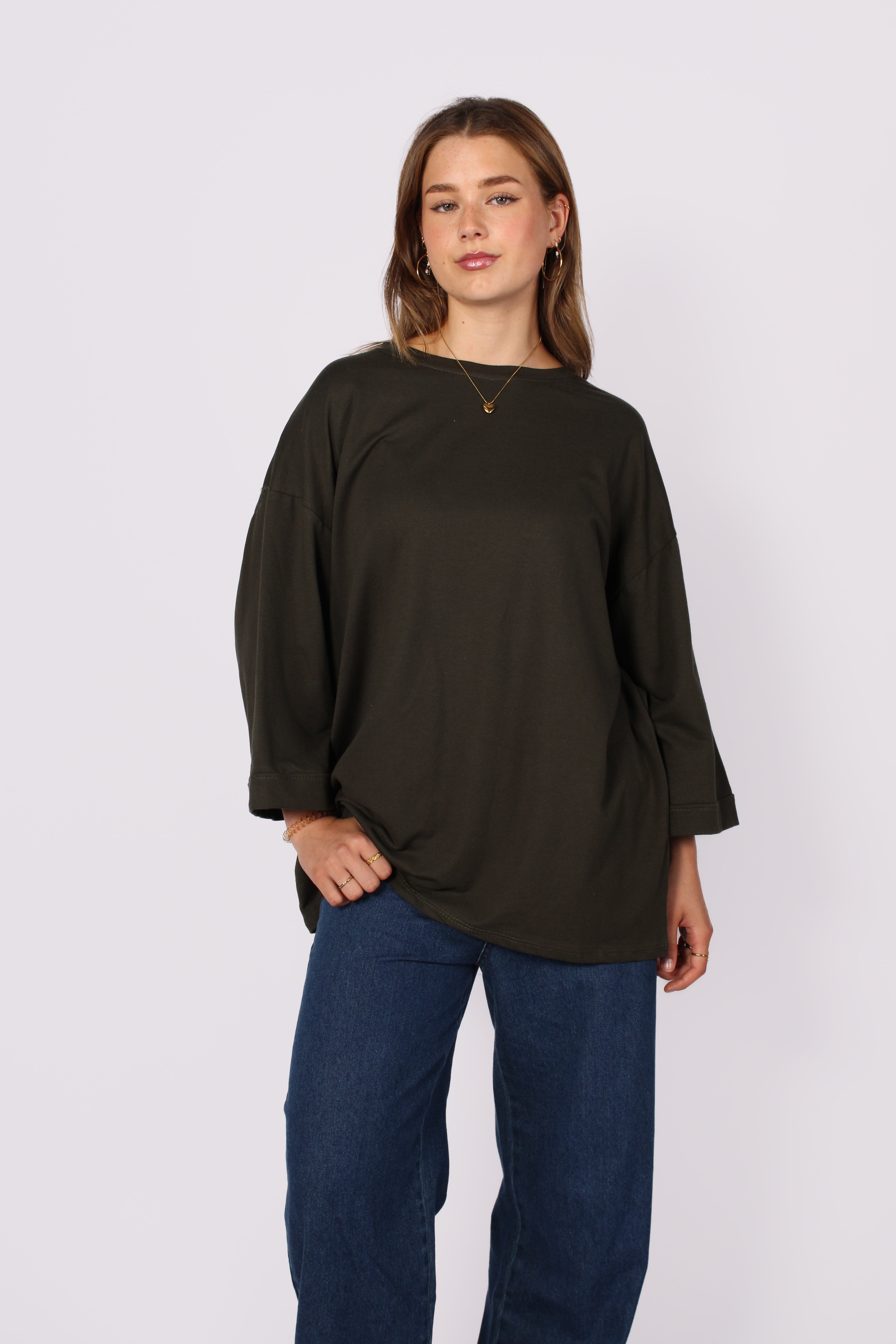 OVERSIZED BASIC LONG SLEEVE - ARMY GREEN