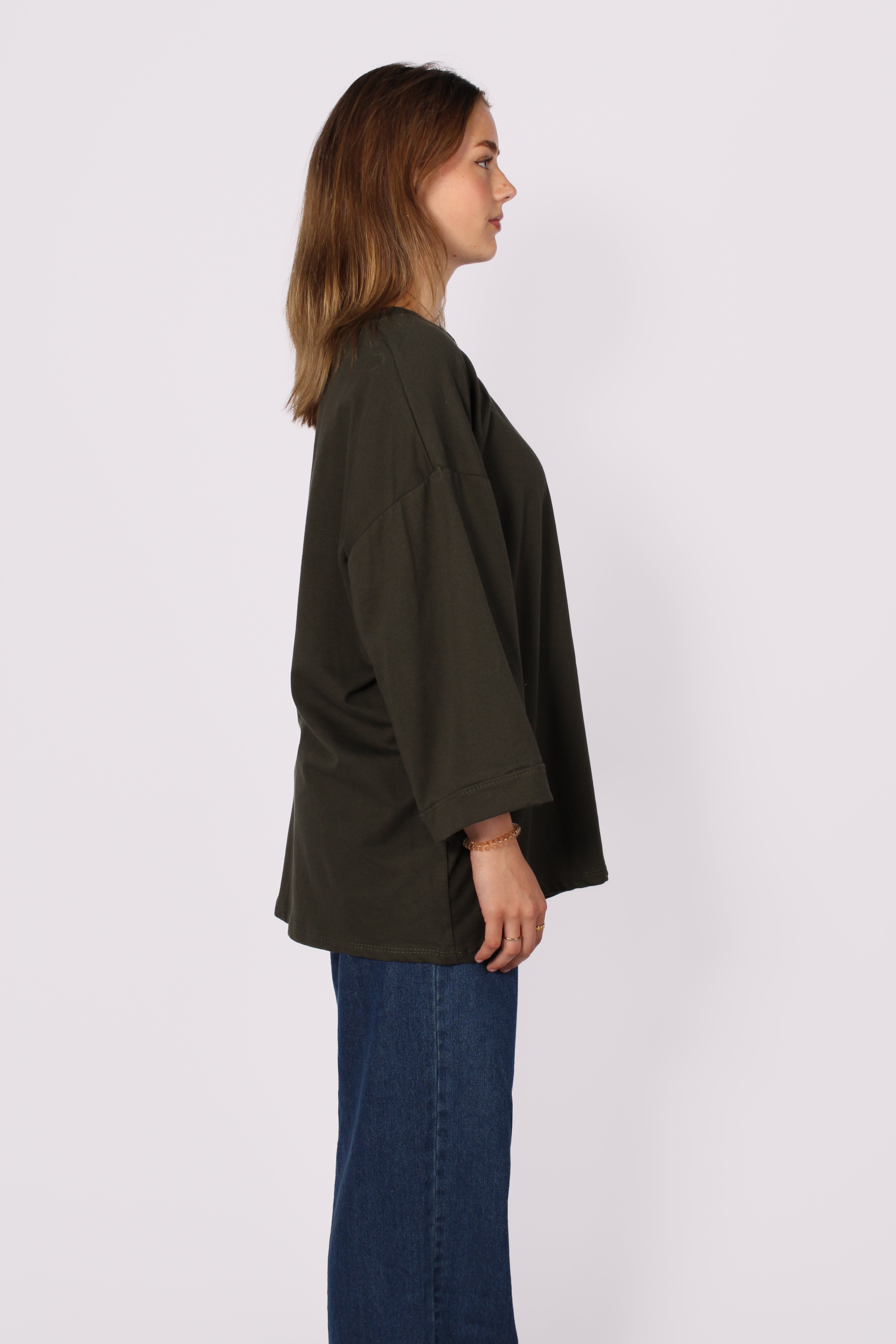 OVERSIZED BASIC LONG SLEEVE - ARMY GREEN