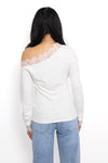 ONE SHOULDER LACE TOP - WHITE