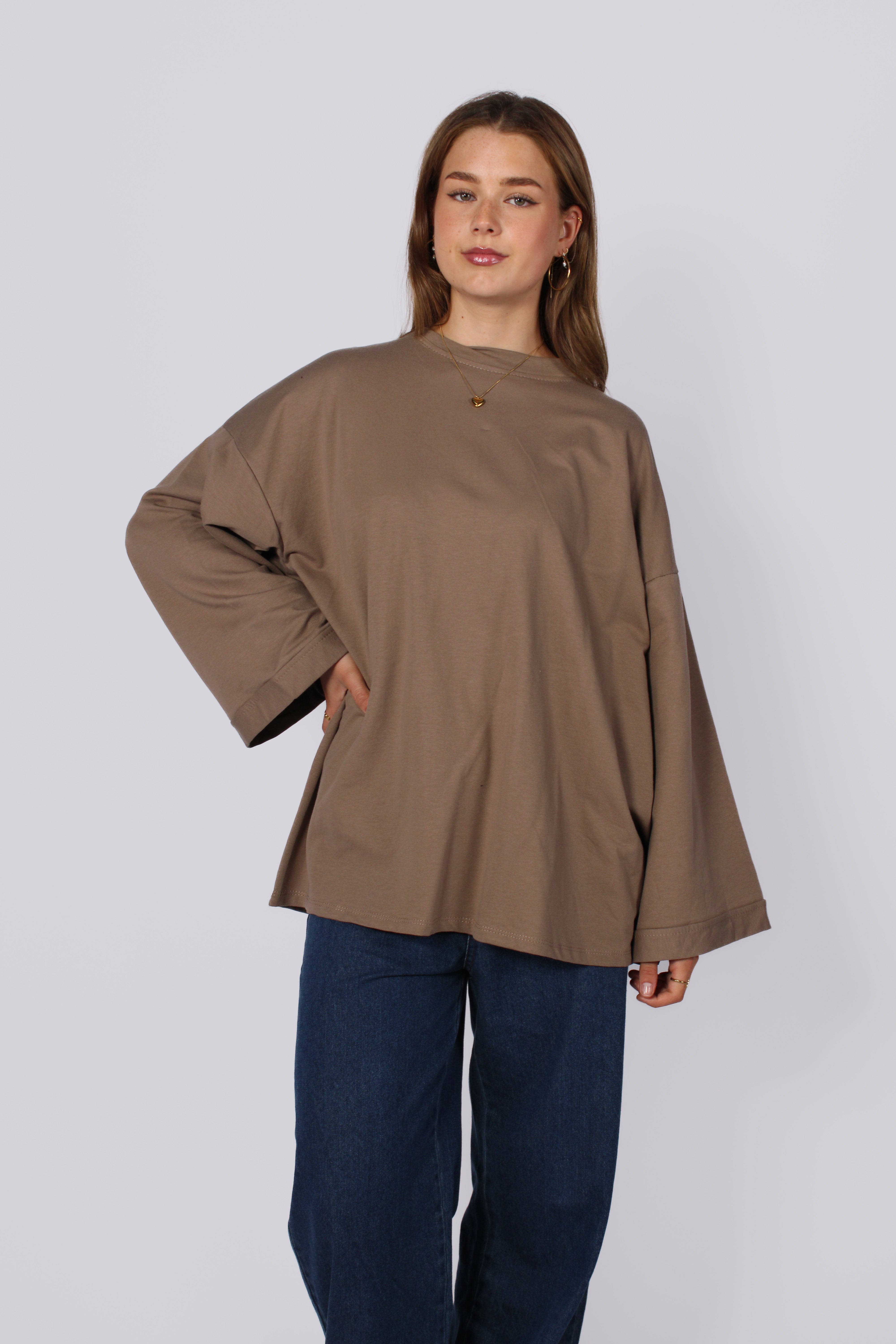 OVERSIZED BASIC LONG SLEEVE - TAUPE