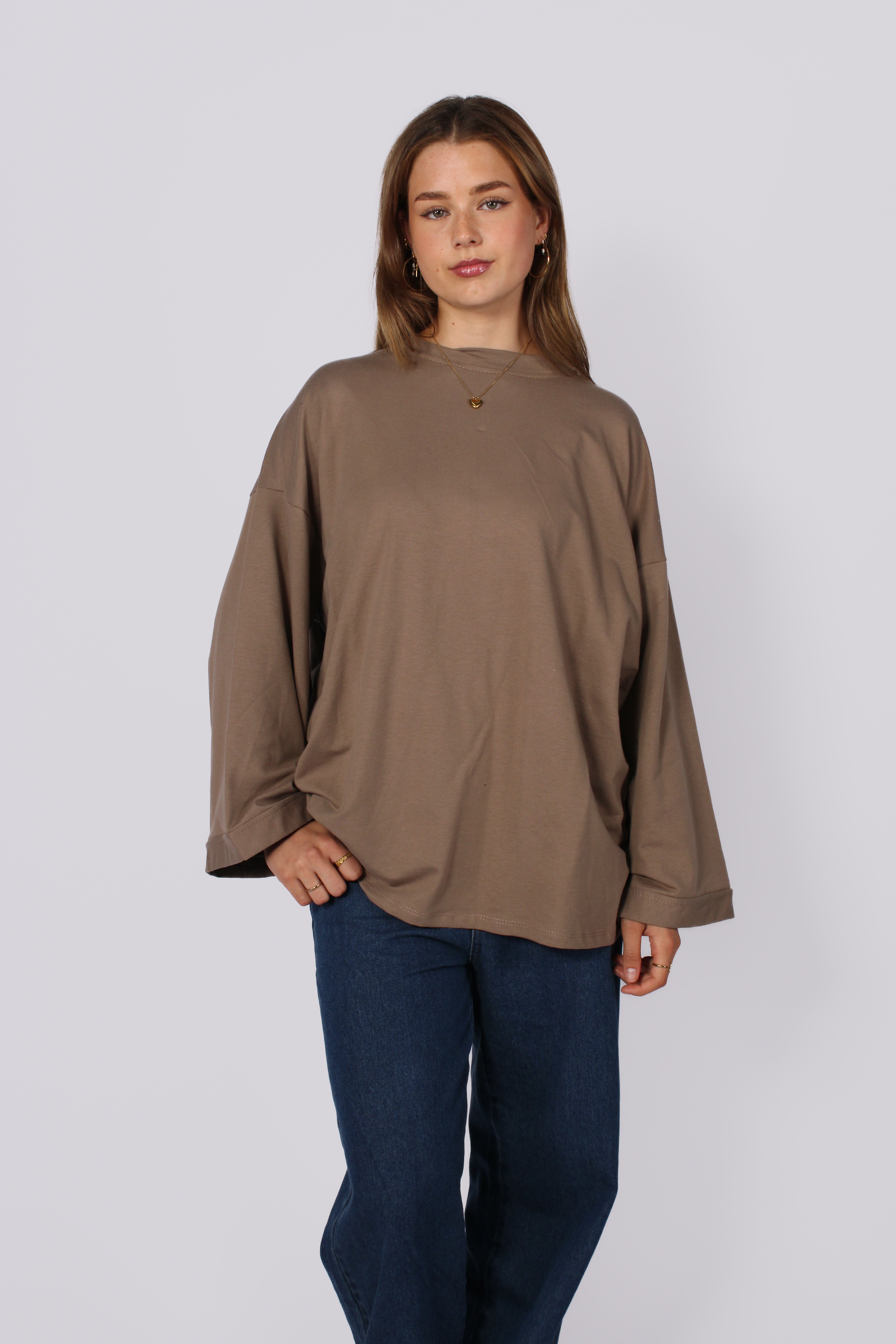 OVERSIZED BASIC LONG SLEEVE - TAUPE