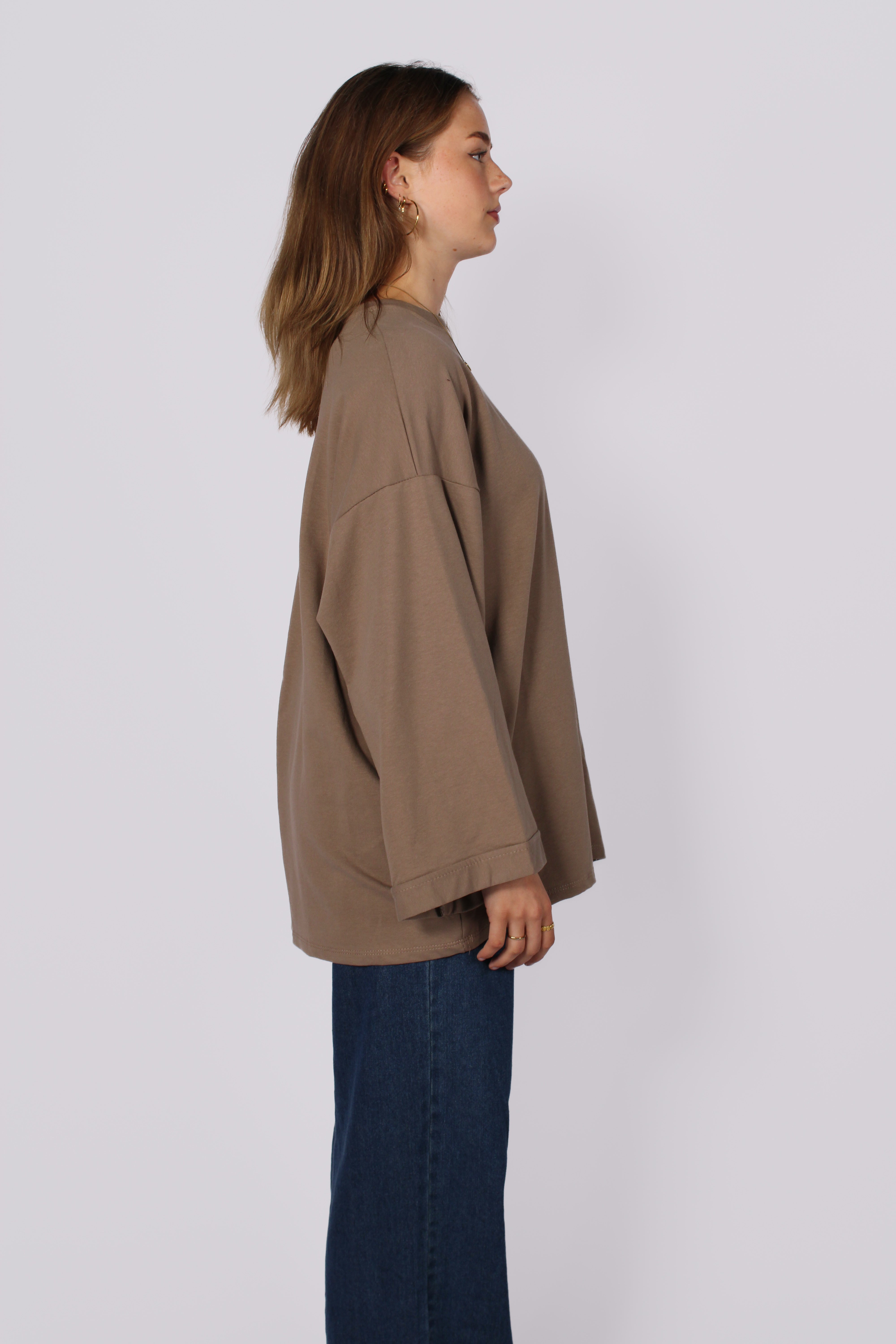 OVERSIZED BASIC LONG SLEEVE - TAUPE
