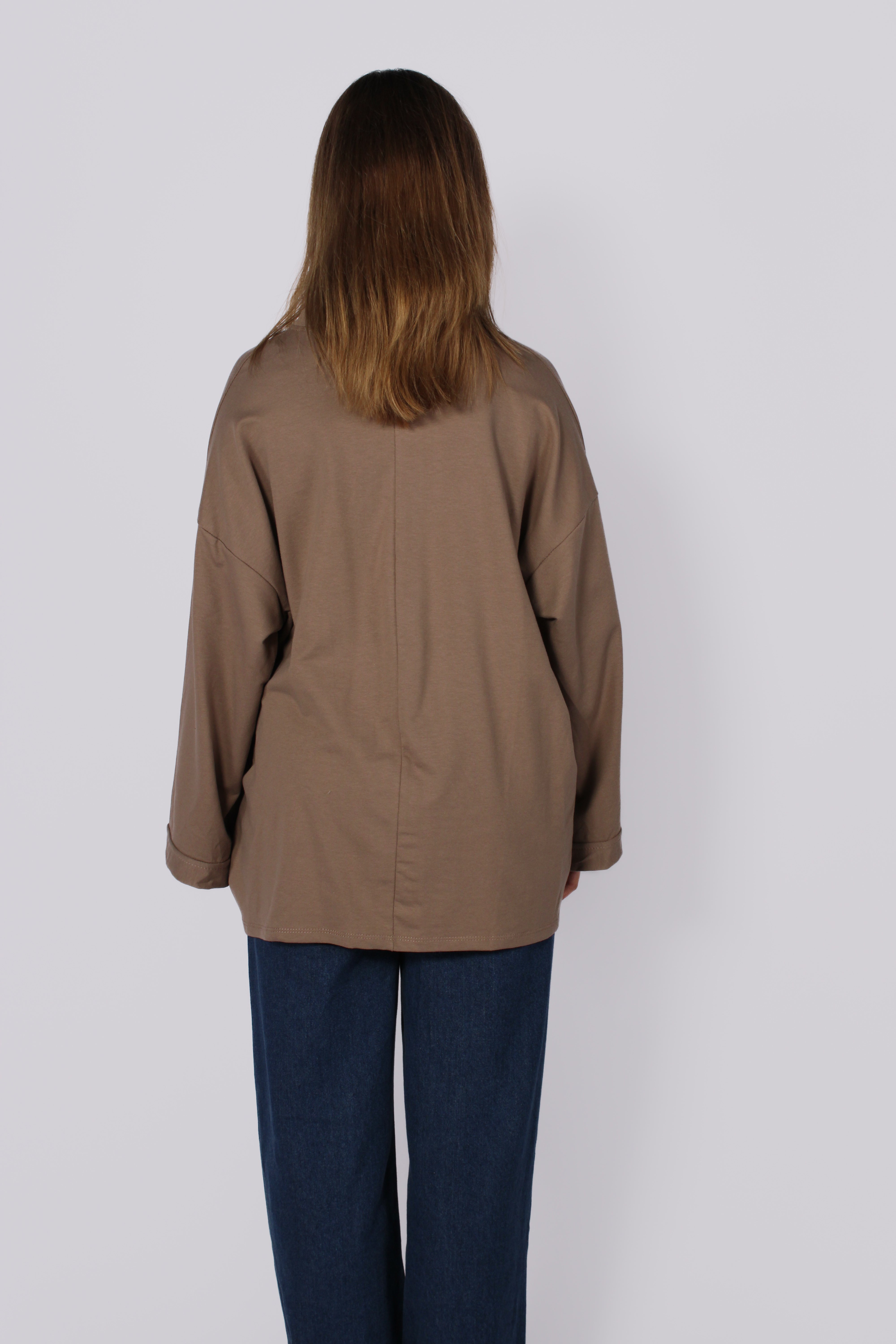 OVERSIZED BASIC LONG SLEEVE - TAUPE
