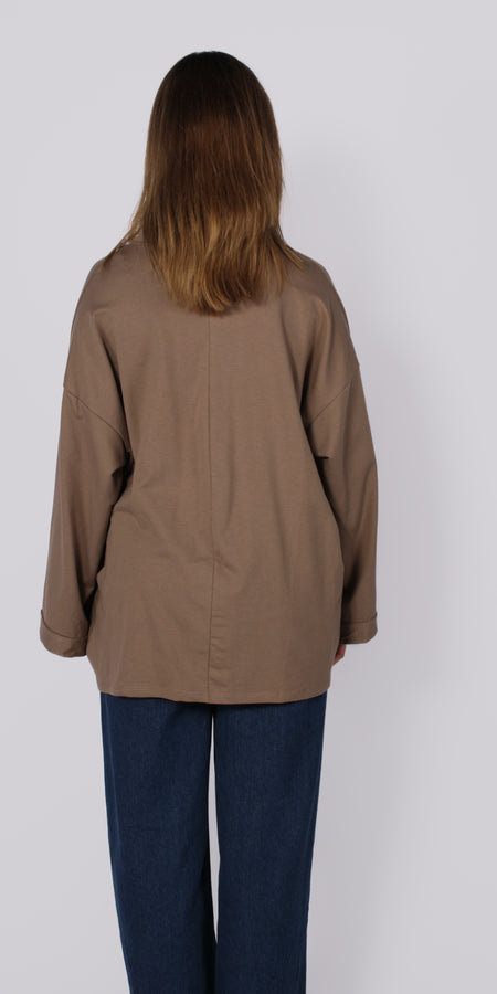 OVERSIZED BASIC LONG SLEEVE - TAUPE