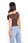POLKA DOT MESH TOP - MOCHA