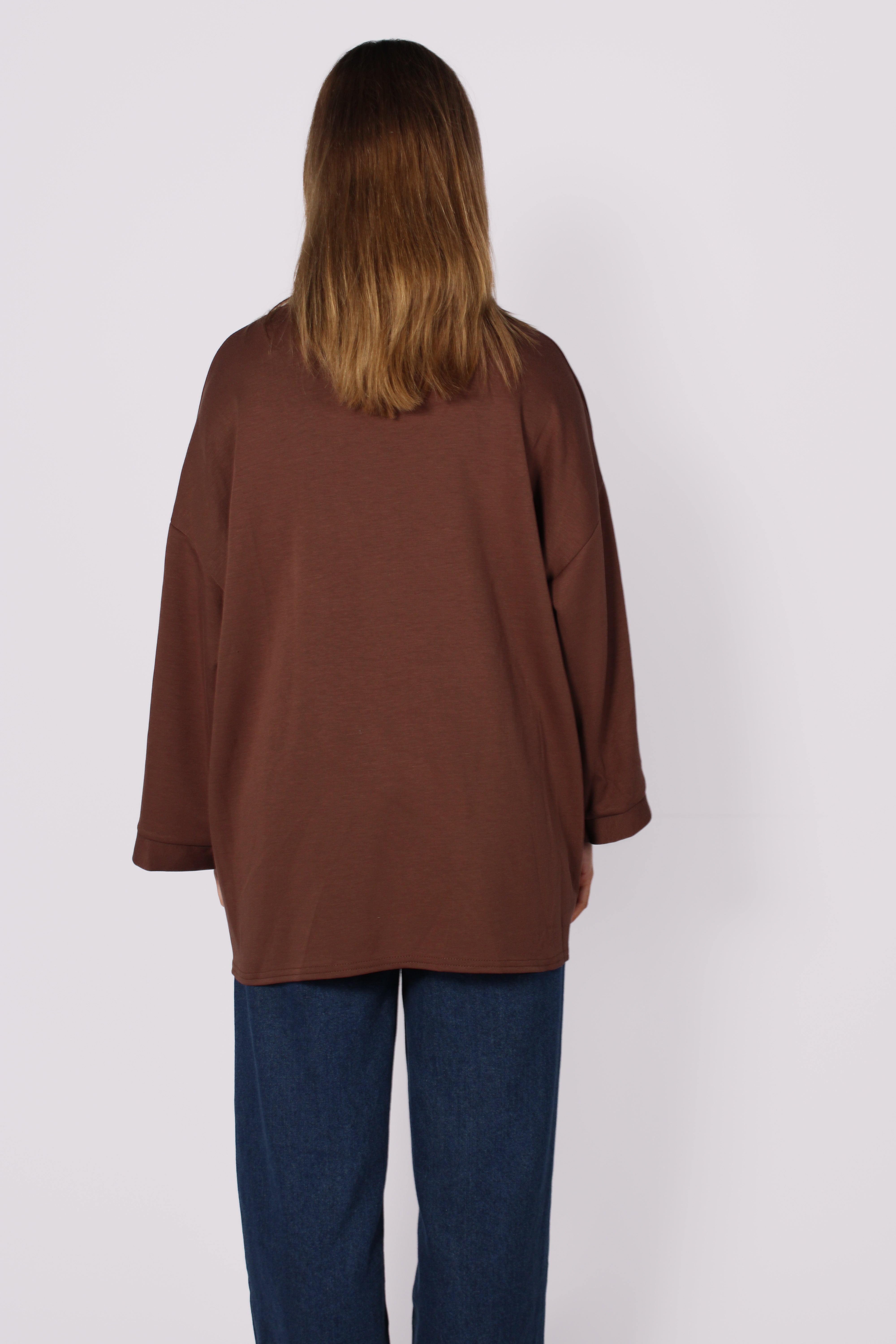 OVERSIZED BASIC SWEATER - BROWN