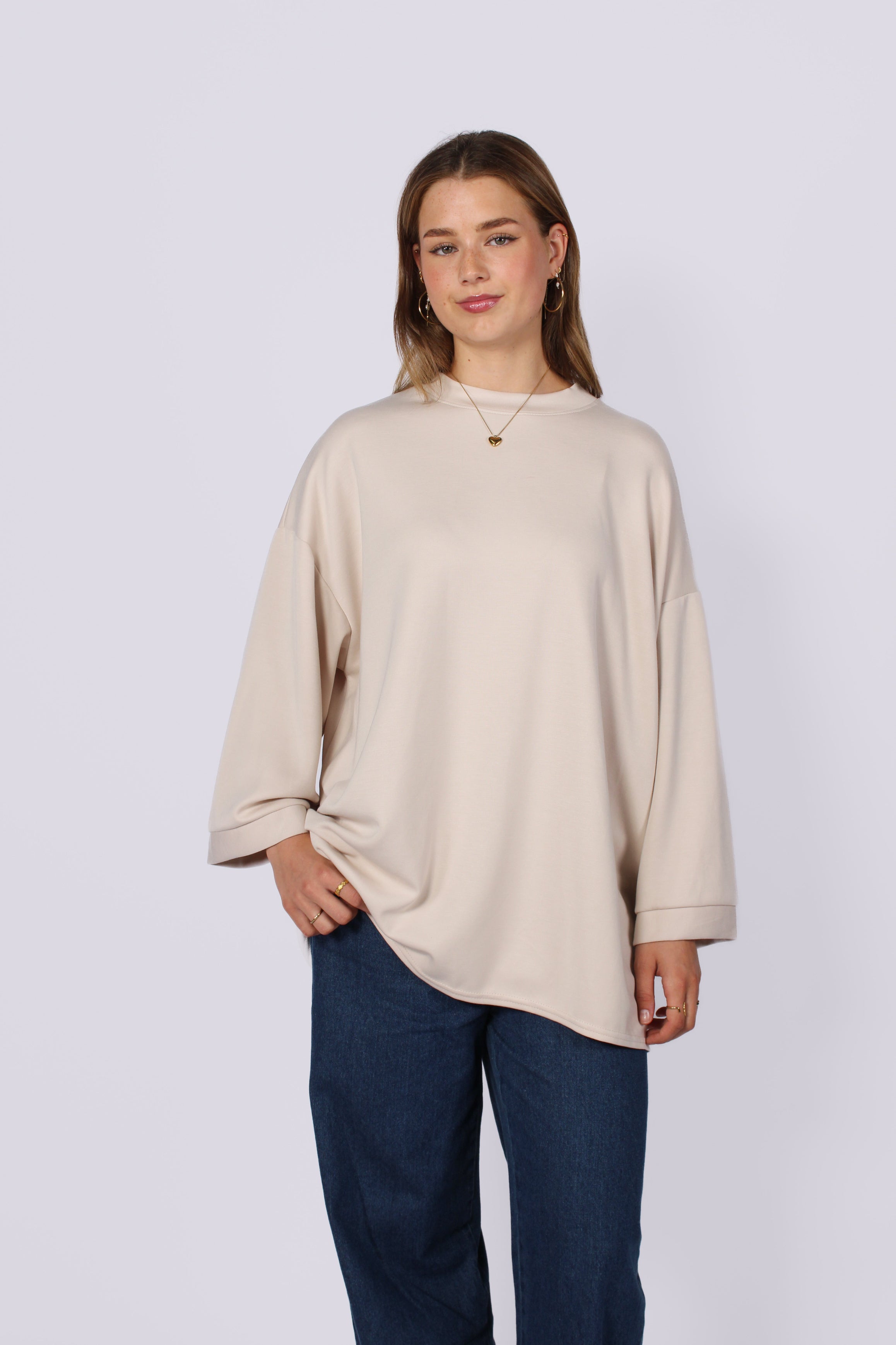 OVERSIZED BASIC SWEATER - CREME