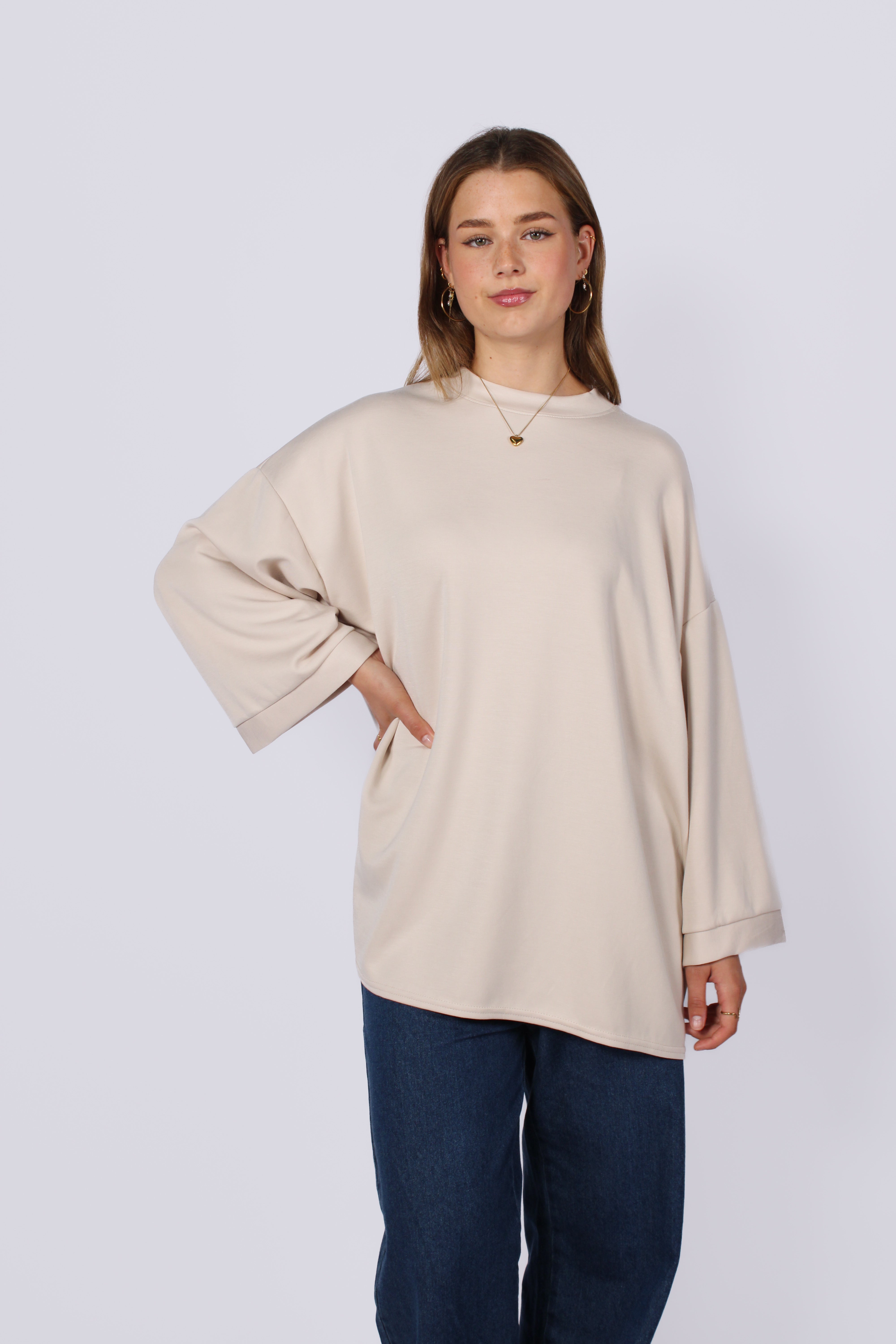 OVERSIZED BASIC SWEATER - CREME