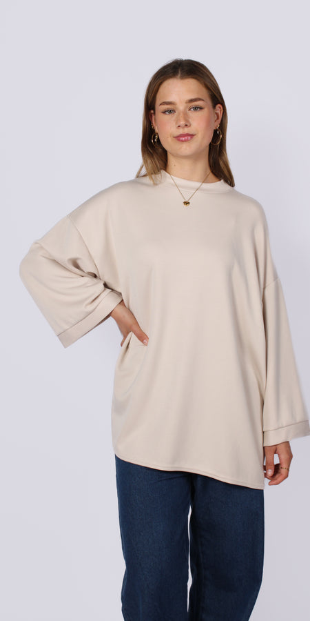 OVERSIZED BASIC SWEATER - CREME