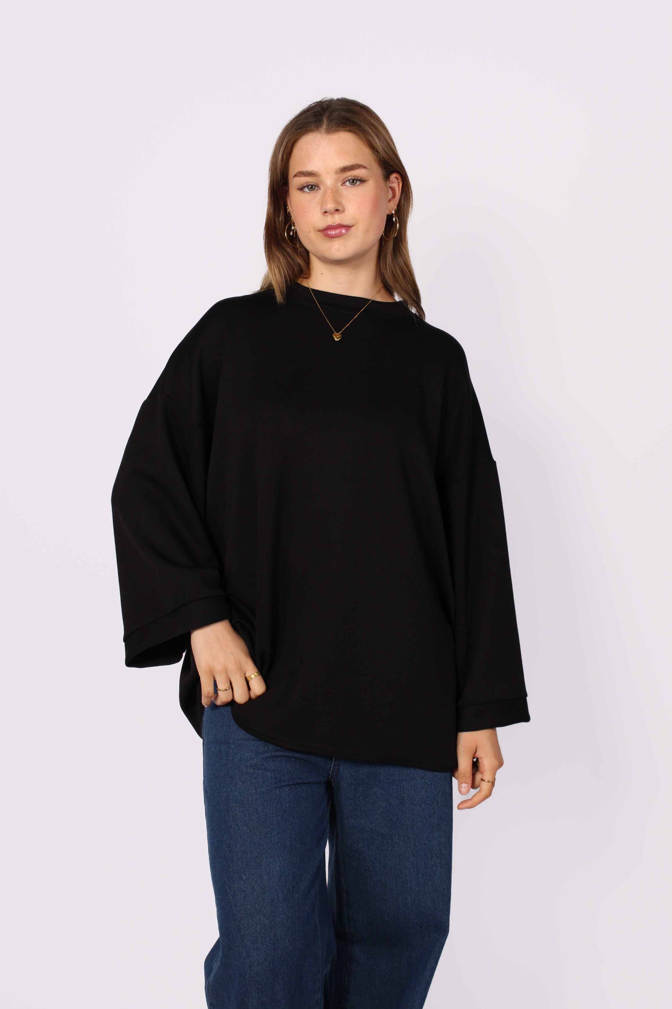 OVERSIZED BASIC SWEATER - BLACK
