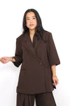 OVERSIZED BLAZER SHORT SLEEVE - BROWN