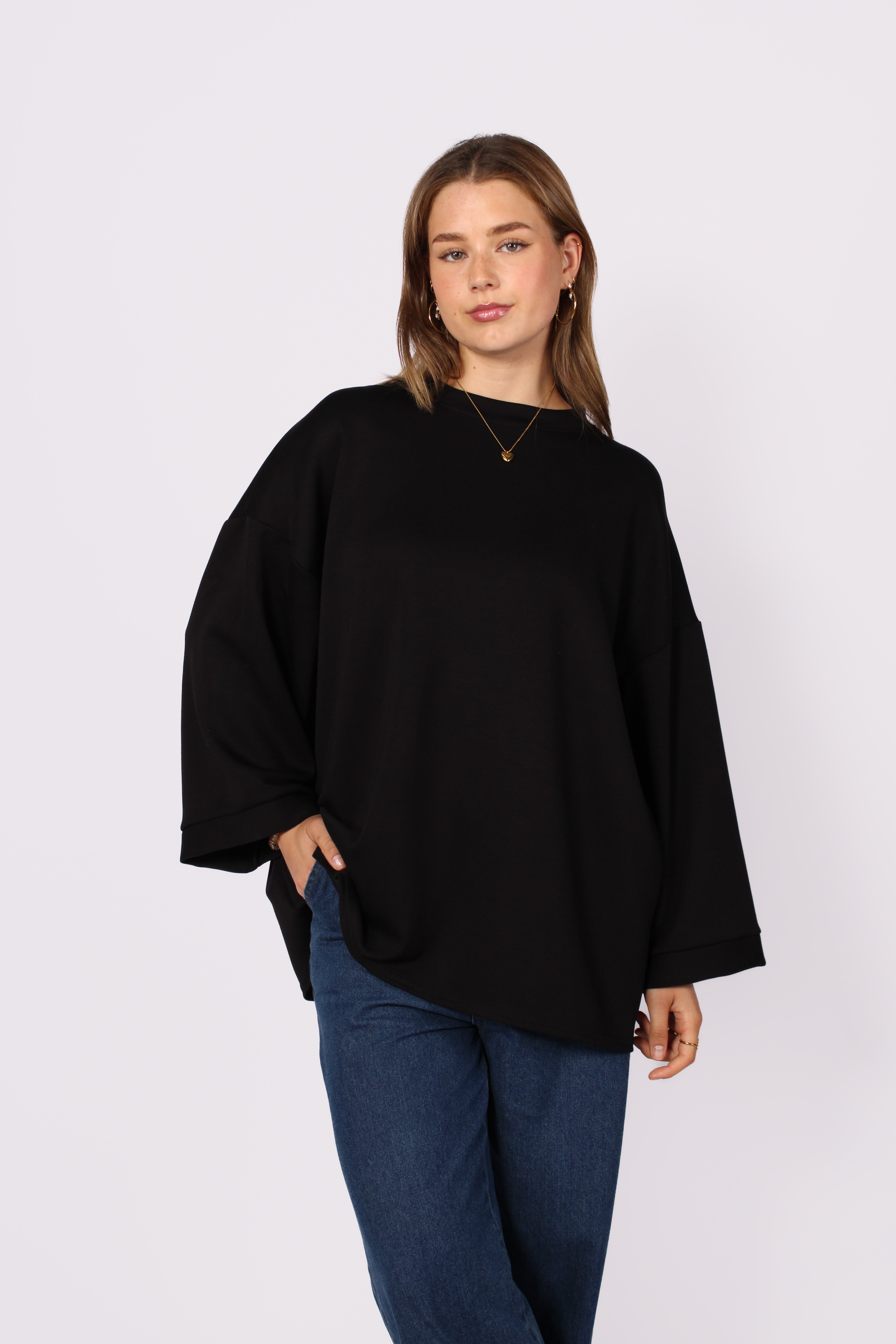OVERSIZED BASIC SWEATER - BLACK