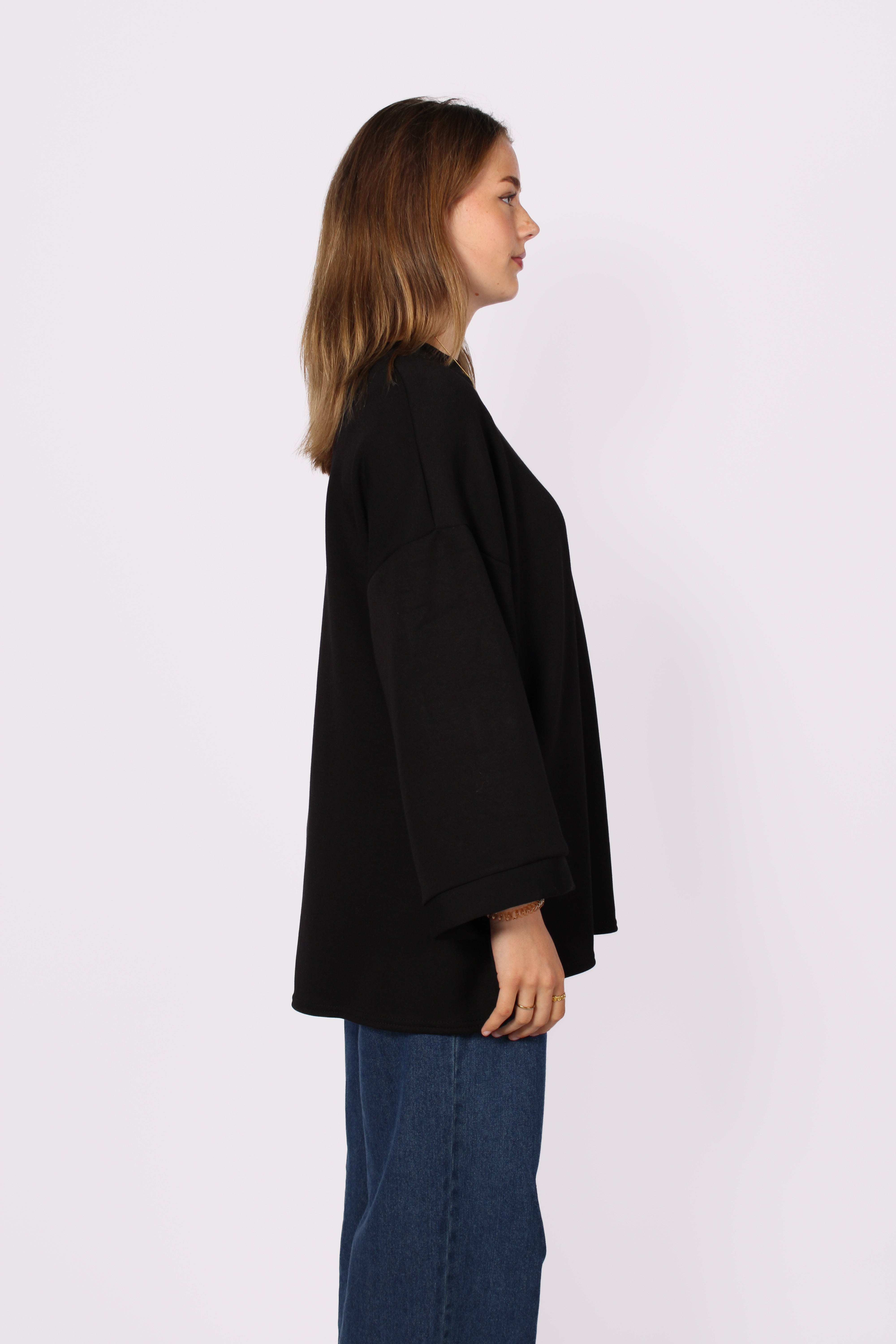 OVERSIZED BASIC SWEATER - BLACK