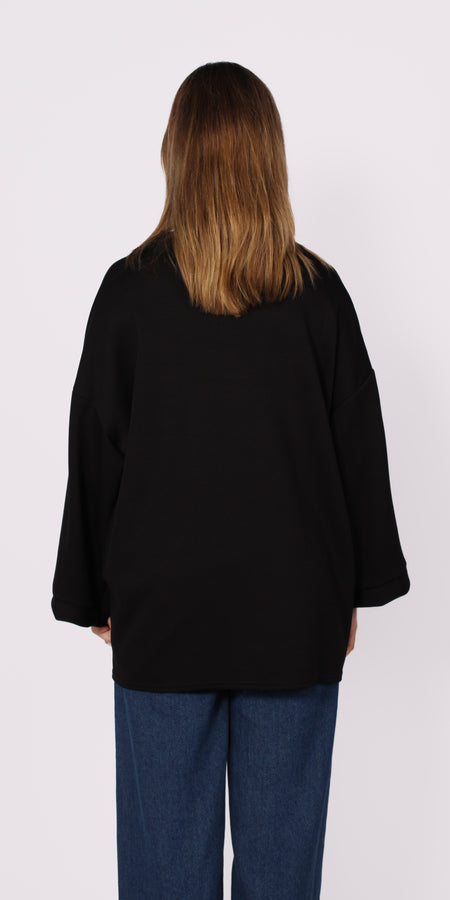 OVERSIZED BASIC SWEATER - BLACK