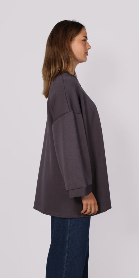 OVERSIZED BASIC SWEATER - DARK GREY