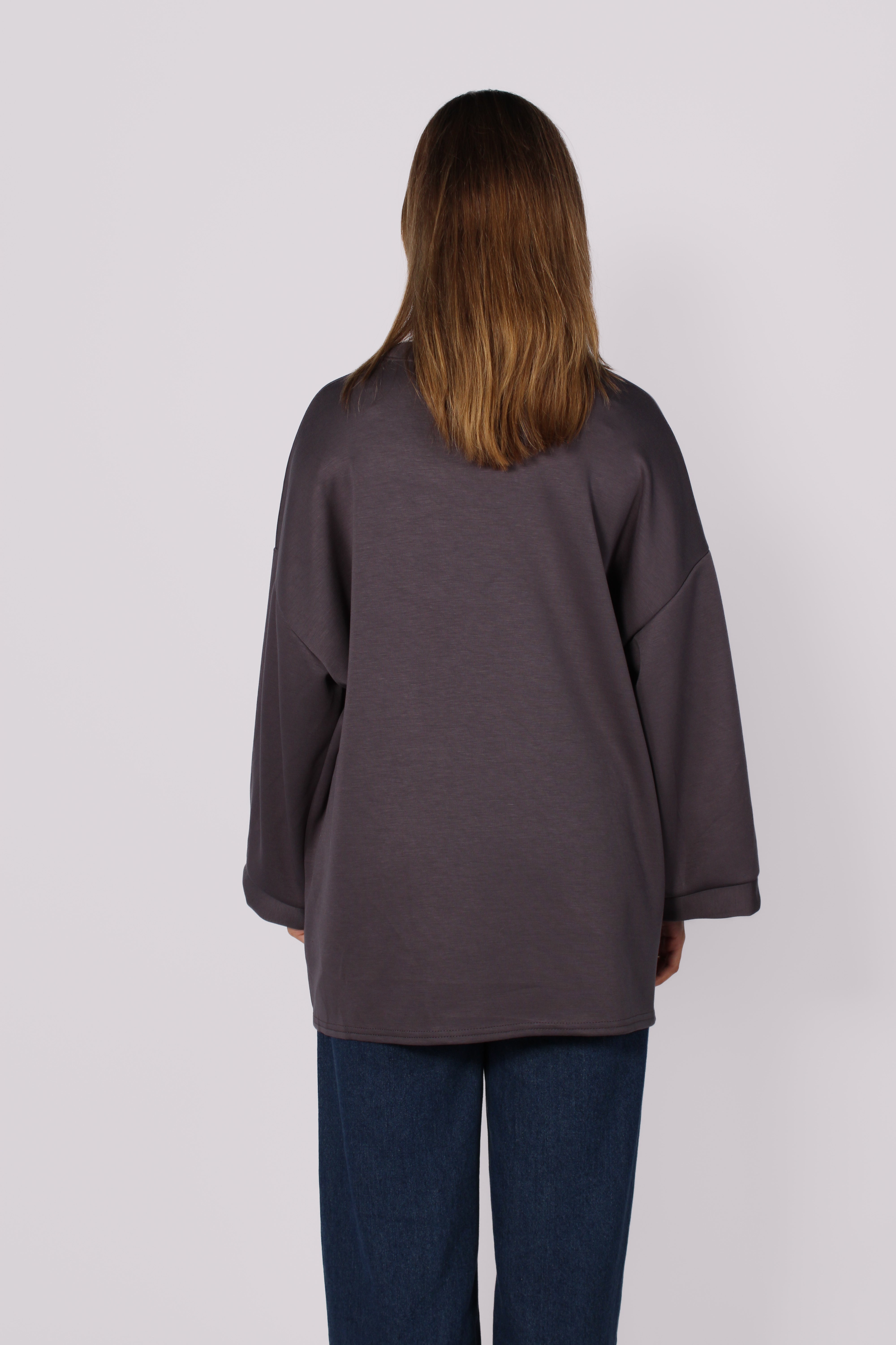 OVERSIZED BASIC SWEATER - DARK GREY