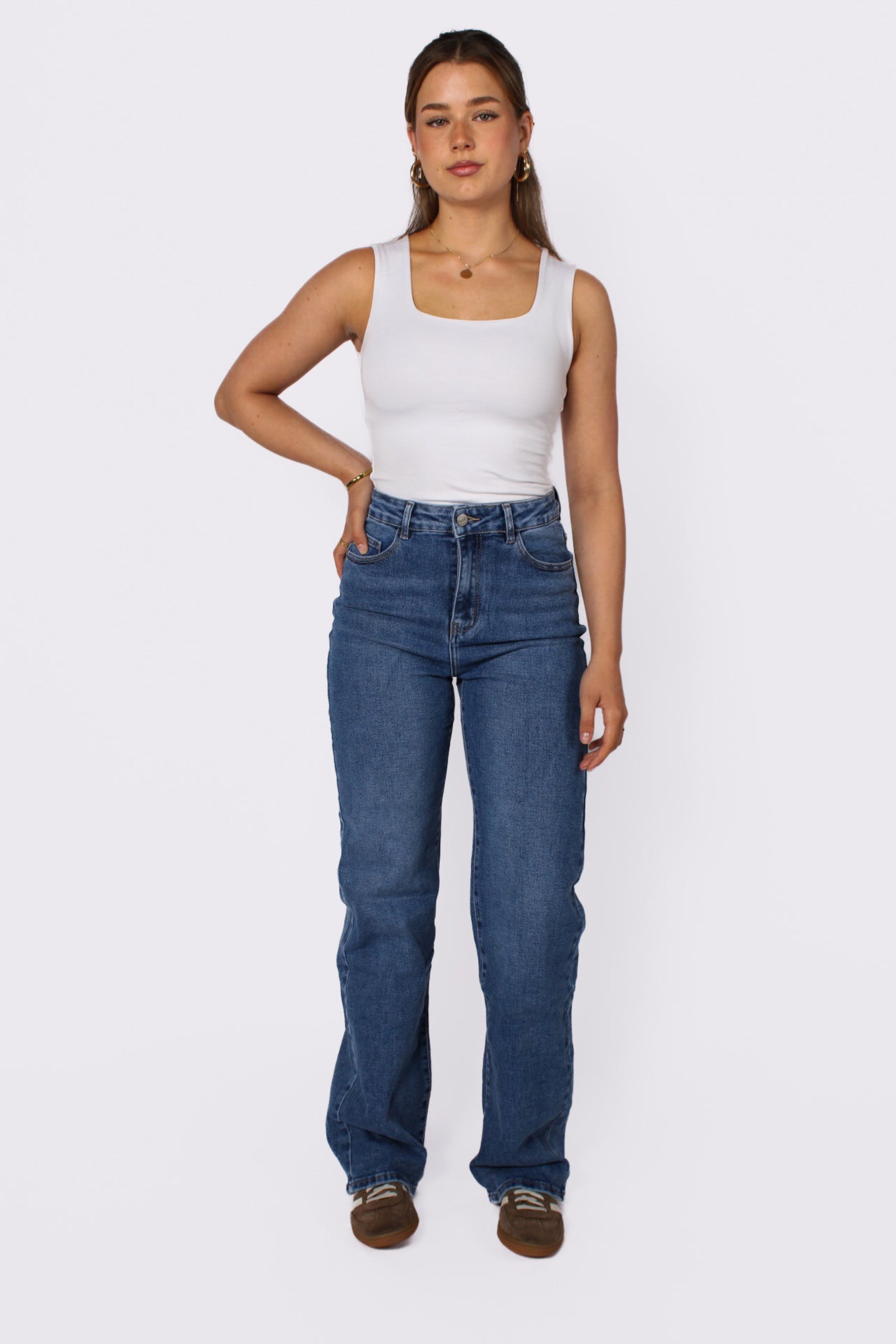 ''PLUSSIZE TALL'' WIDE LEG JEANS 966-10 - MID DENIM