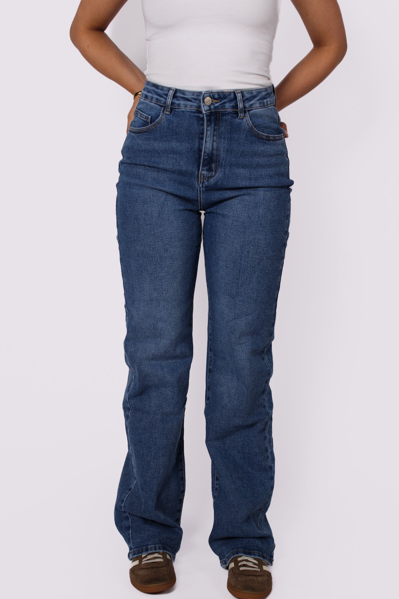 ''PLUSSIZE TALL'' WIDE LEG JEANS 966-10 - MID DENIM