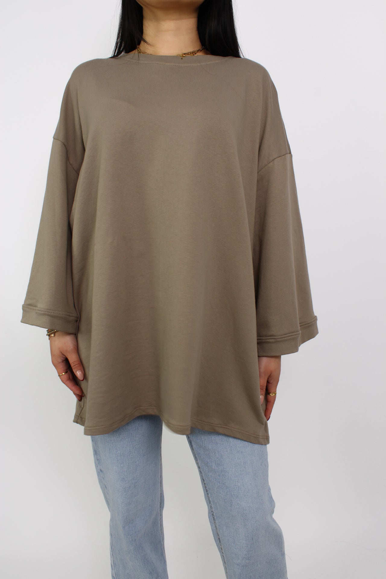 OVERSIZED BASIC T - TAUPE
