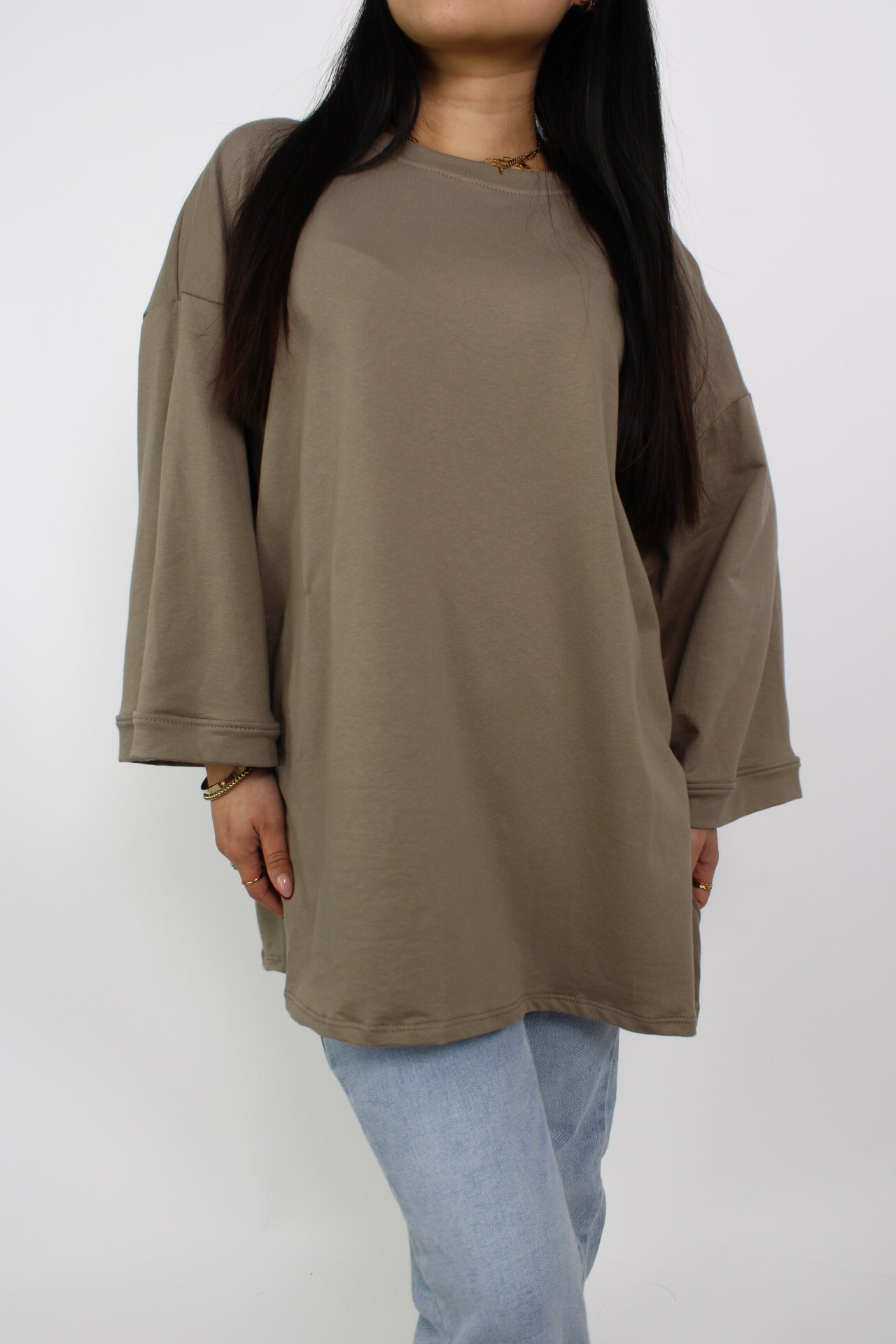 OVERSIZED BASIC T - TAUPE